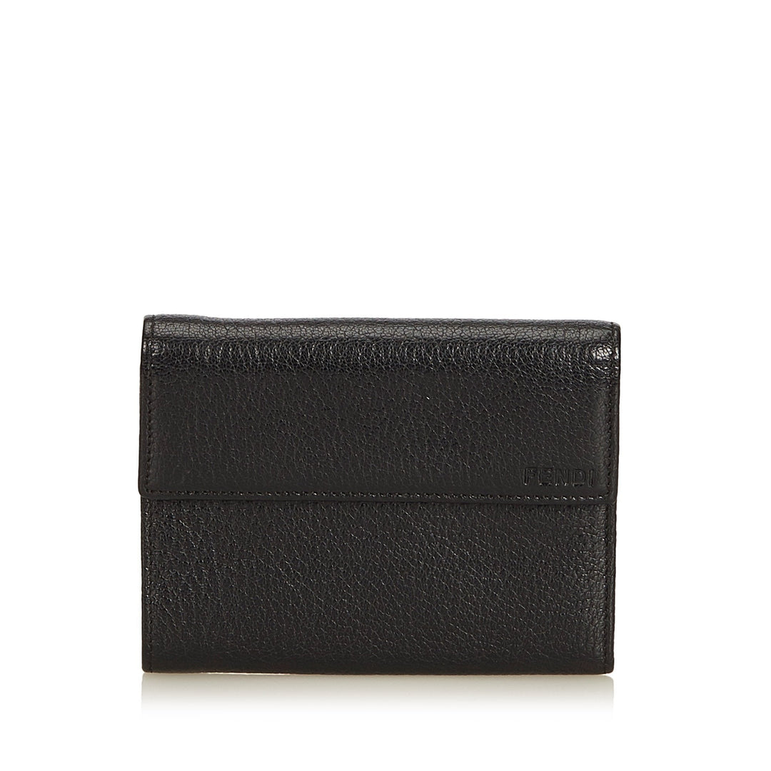 Pre-Loved Fendi Black Others Leather Tri-fold Small Wallet Italy