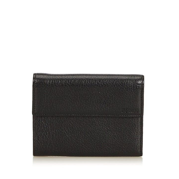Pre-Loved Fendi Black Others Leather Tri-fold Small Wallet Italy