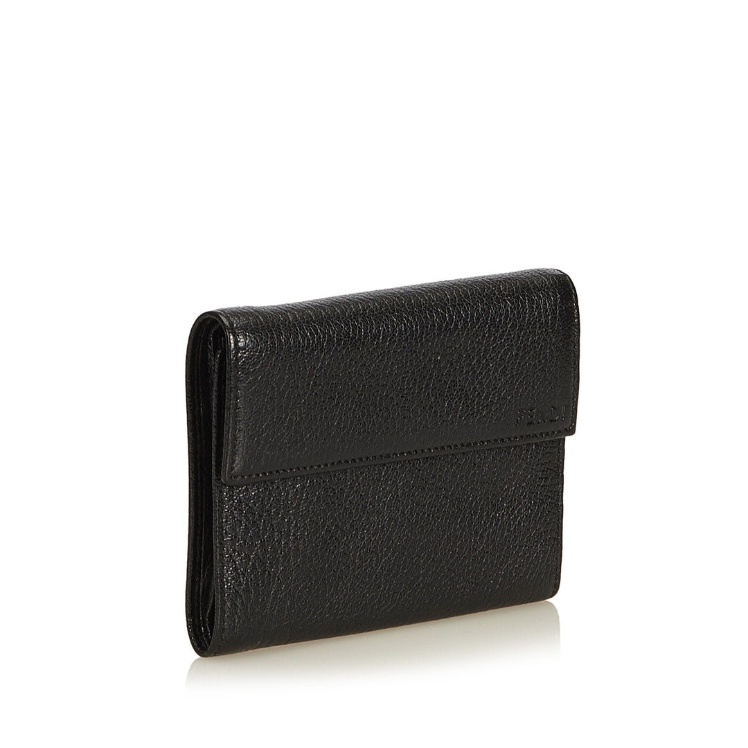 Pre-Loved Fendi Black Others Leather Tri-fold Small Wallet Italy