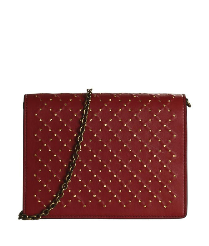 Bottega Veneta Micro Studded Red Leather Crossbody Bag