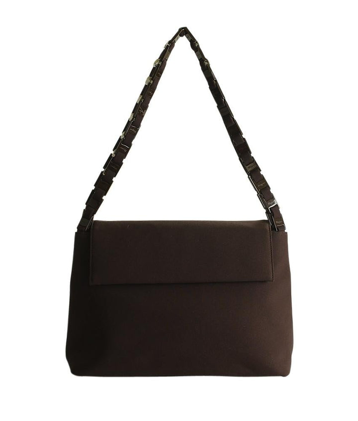 Salvatore Ferragamo Vara Chain Brown Canvas Bag