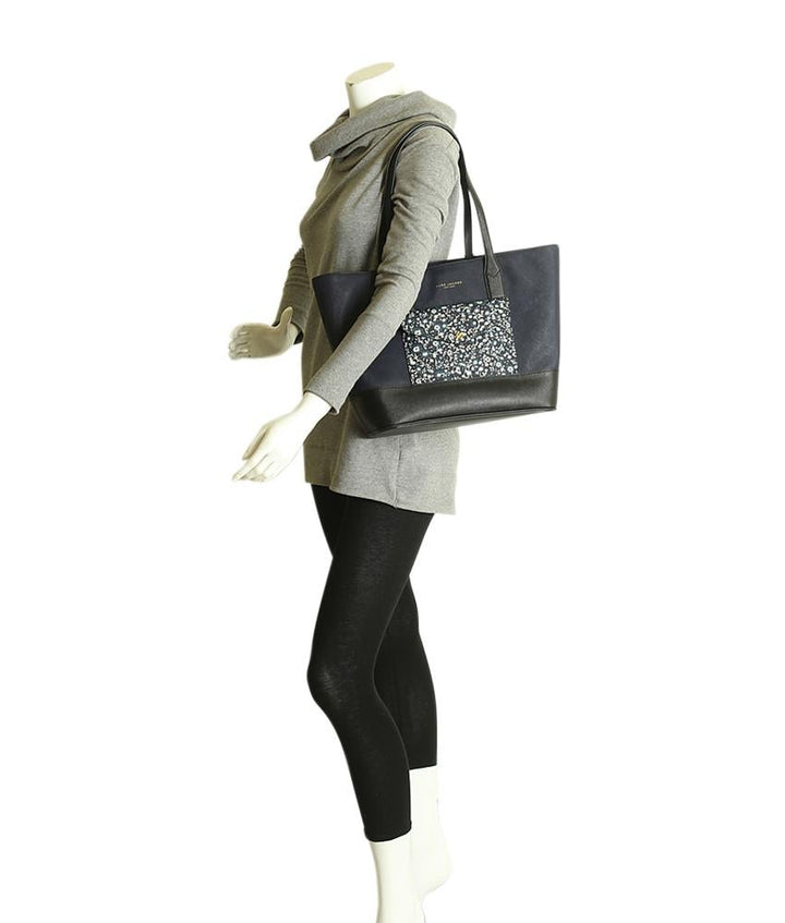 Marc Jacobs Saffiano Front Pocket Blue Leather Tote Bag