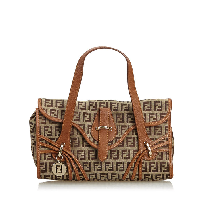 Pre-Loved Fendi Brown Jacquard Fabric Zucca Handbag Italy