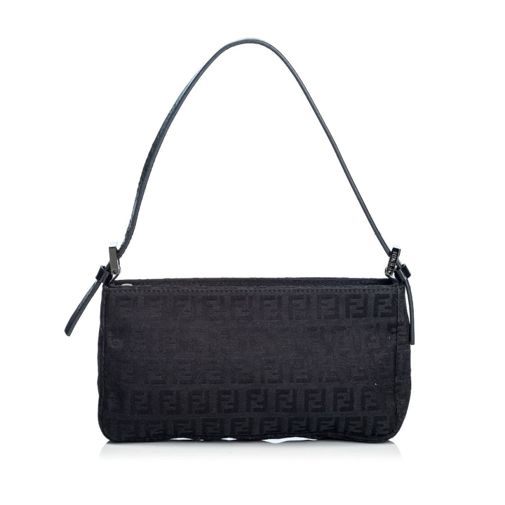 Pre-Loved Fendi Black Canvas Fabric Zucchino Baguette ITALY