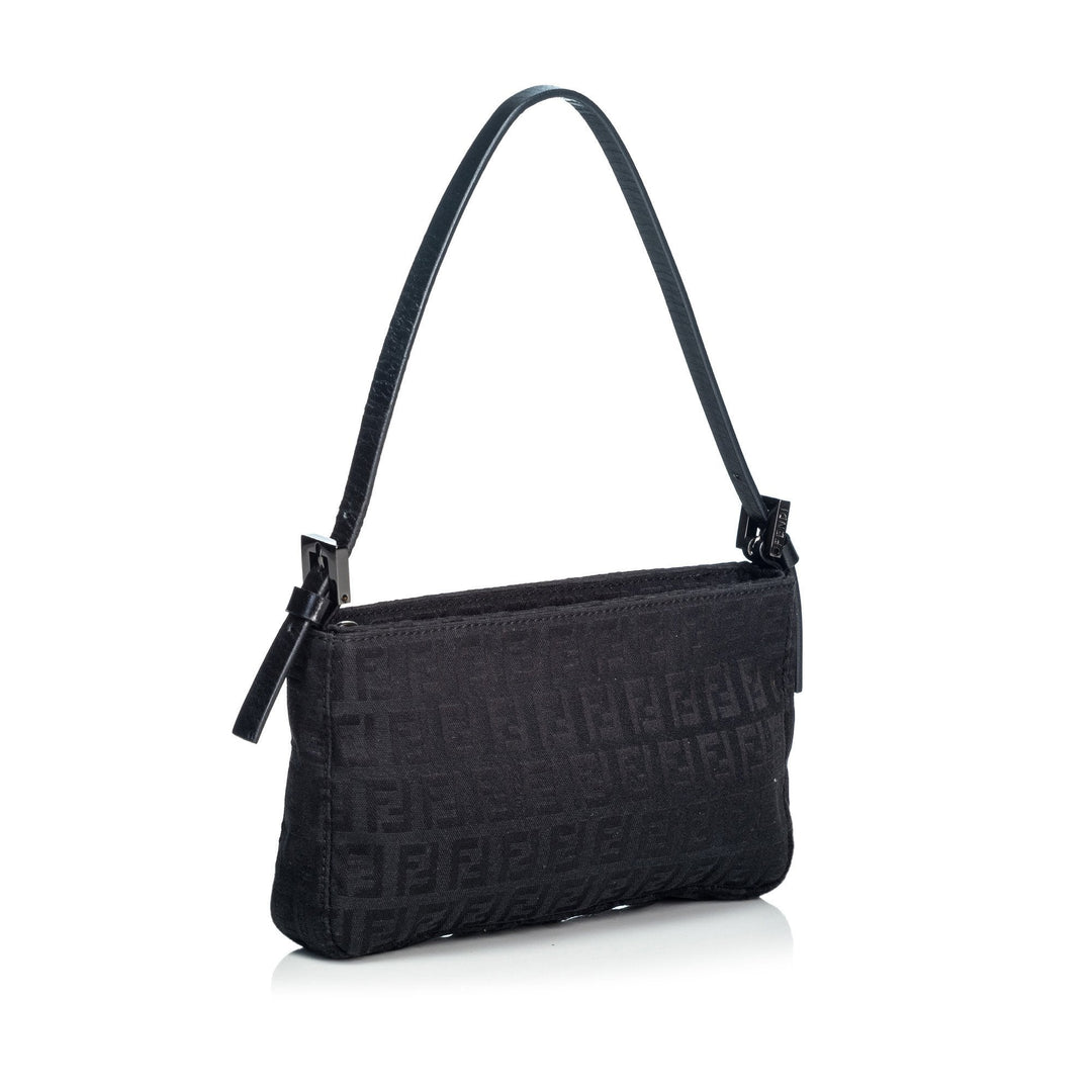 Pre-Loved Fendi Black Canvas Fabric Zucchino Baguette ITALY