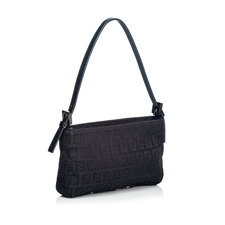 Pre-Loved Fendi Black Canvas Fabric Zucchino Baguette ITALY