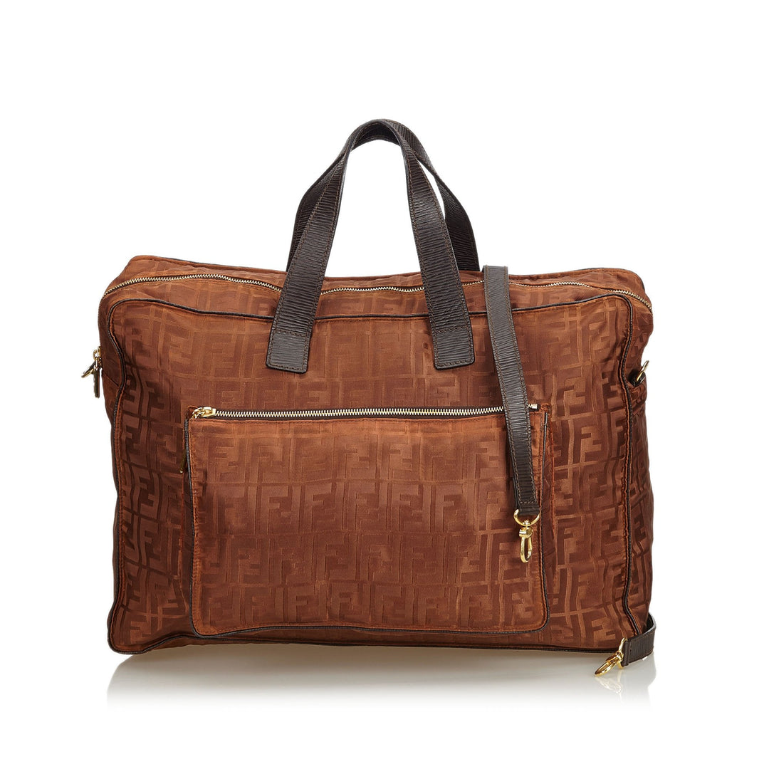 Pre-Loved Fendi Brown Nylon Fabric Zucca Travel Bag Italy