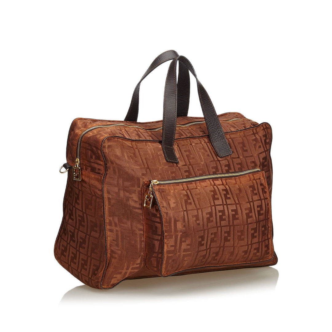 Pre-Loved Fendi Brown Nylon Fabric Zucca Travel Bag Italy