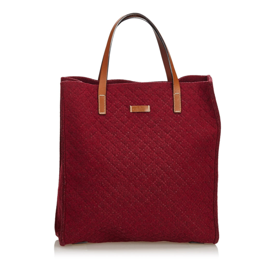 Pre-Loved G*G Red Others Fabric Diamante Felt Tote Bag Italy