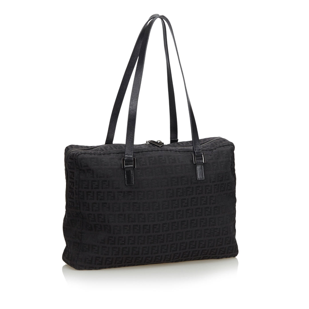 Pre-Loved Fendi Black Canvas Fabric Zucchino Shoulder Bag Italy