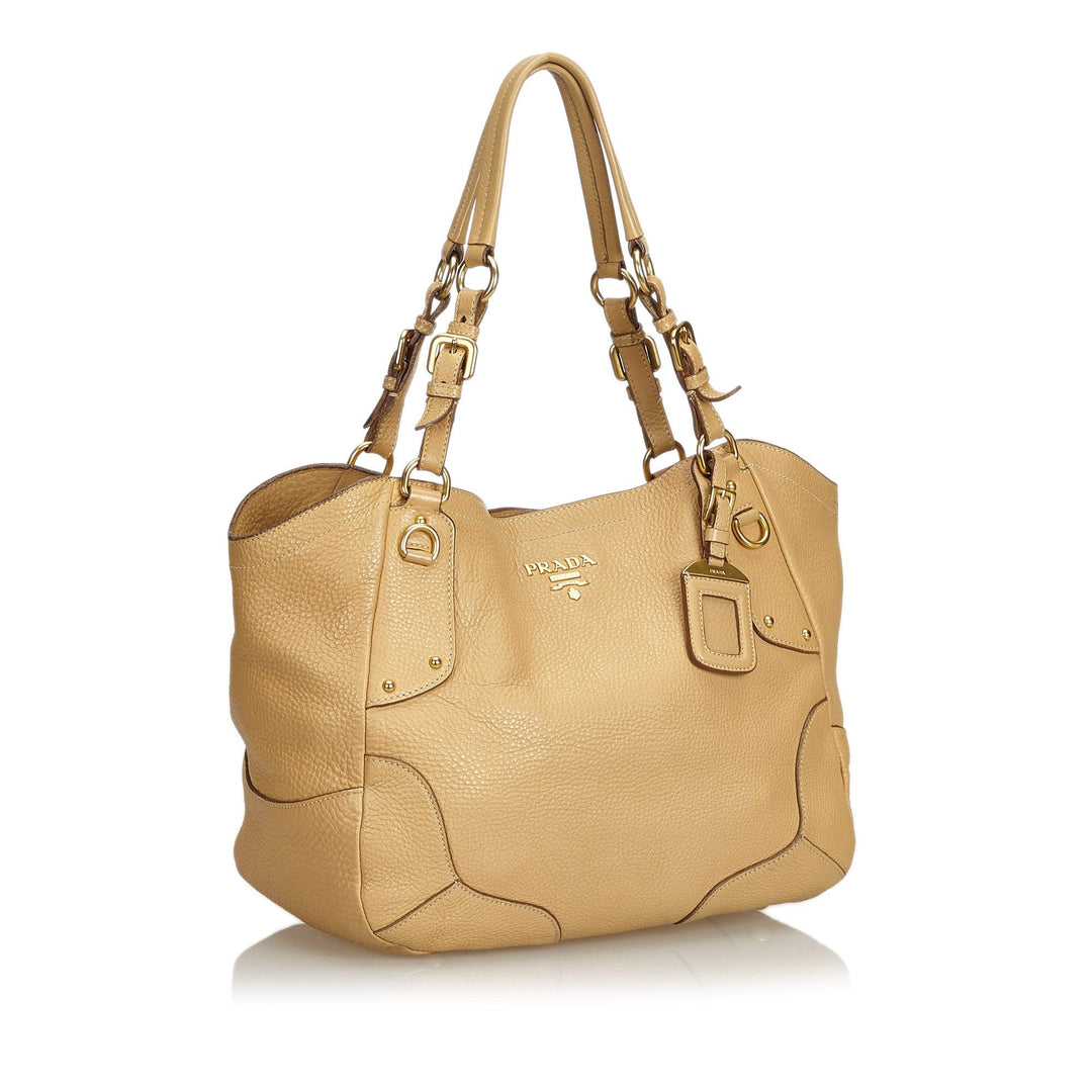 Pre-Loved Prada Brown Light Others Leather Vitello Daino Tote Bag Italy
