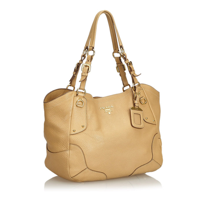 Pre-Loved Prada Brown Light Others Leather Vitello Daino Tote Bag Italy