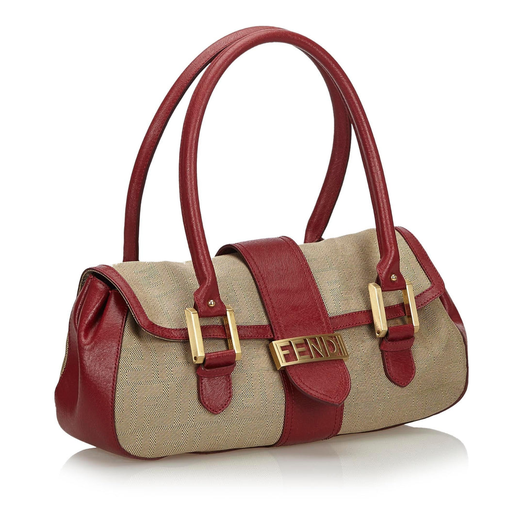 Pre-Loved Fendi Brown Beige Canvas Fabric Zucca Handbag Italy