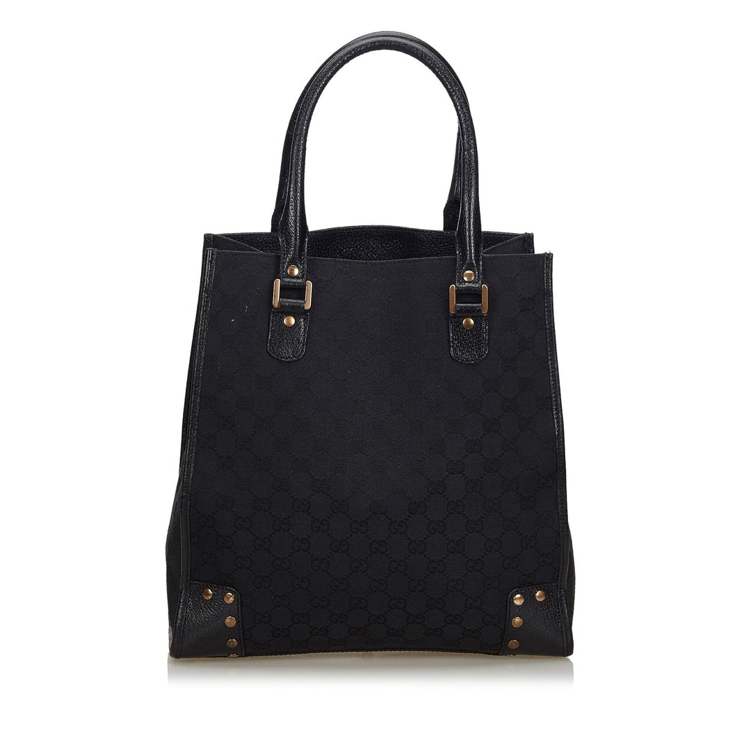 Pre-Loved G*G Black Canvas Fabric GG Tote Bag Italy