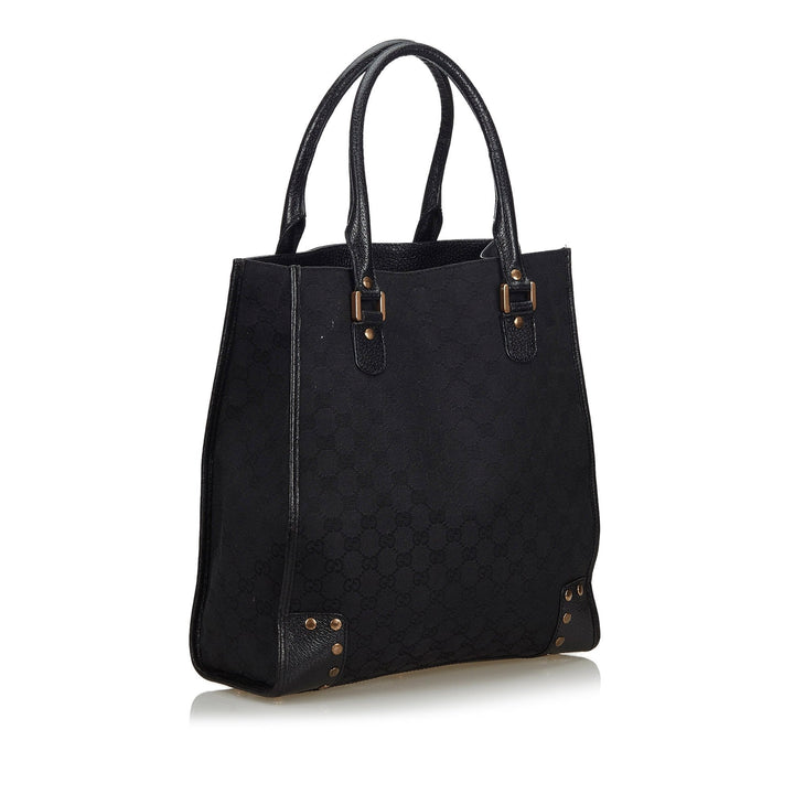 Pre-Loved G*G Black Canvas Fabric GG Tote Bag Italy
