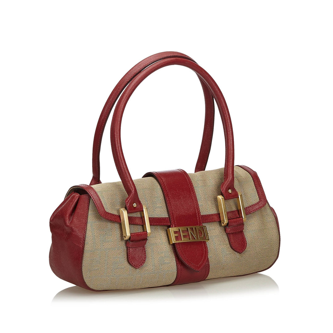 Pre-Loved Fendi Brown Beige Canvas Fabric Zucca Handbag Italy