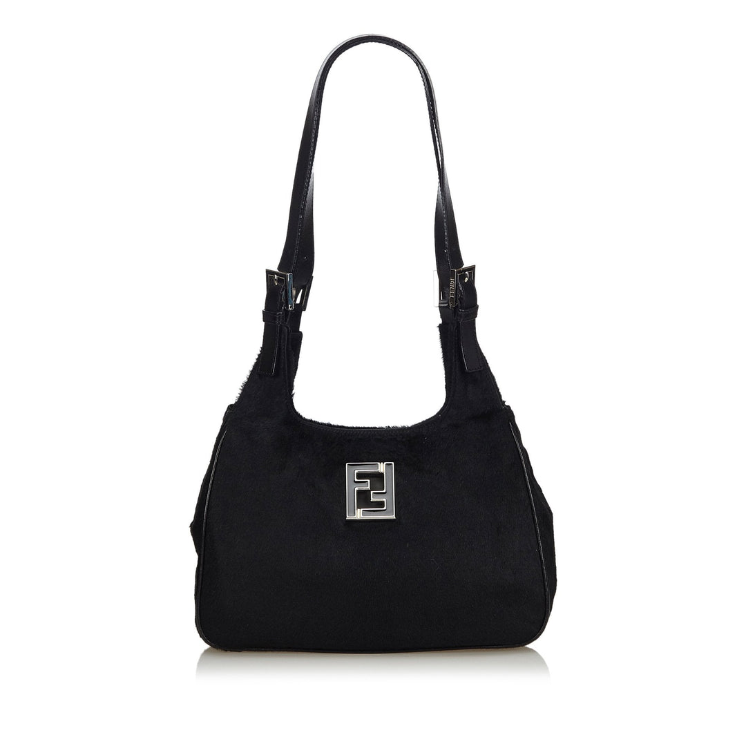 Pre-Loved Fendi Black Pony Hair Natural Material Shoulder Bag Italy