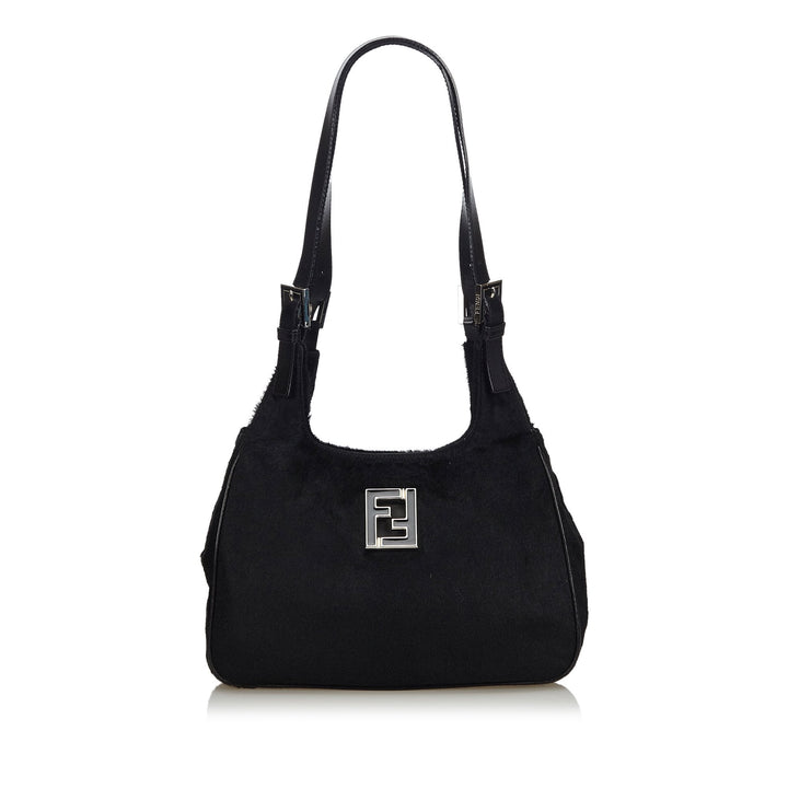Pre-Loved Fendi Black Pony Hair Natural Material Shoulder Bag Italy