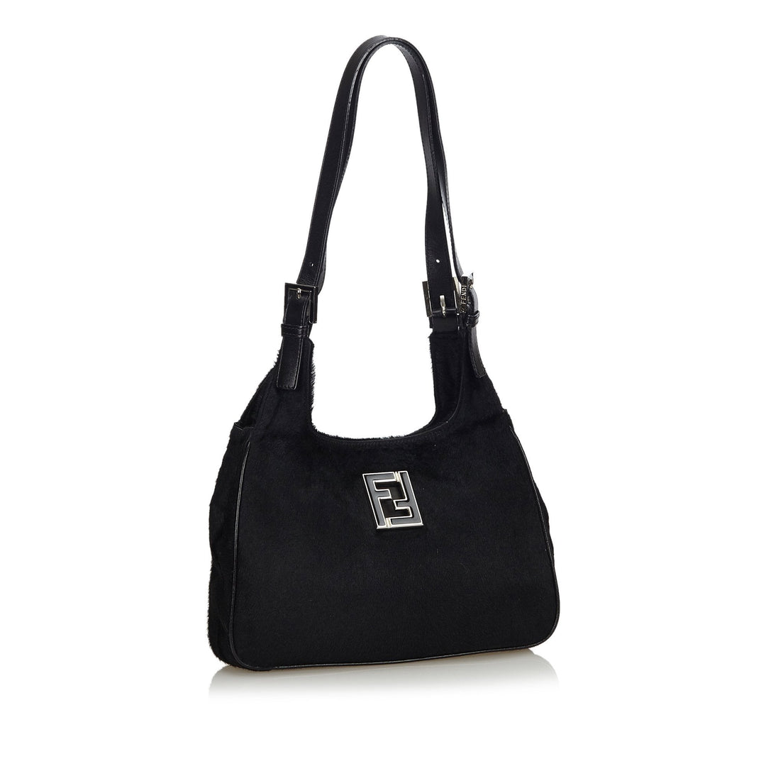 Pre-Loved Fendi Black Pony Hair Natural Material Shoulder Bag Italy