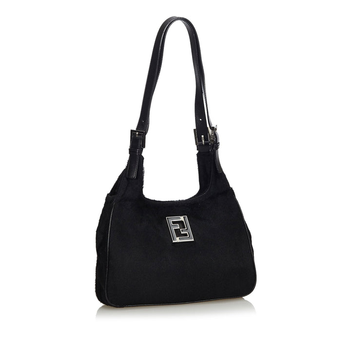 Pre-Loved Fendi Black Pony Hair Natural Material Shoulder Bag Italy
