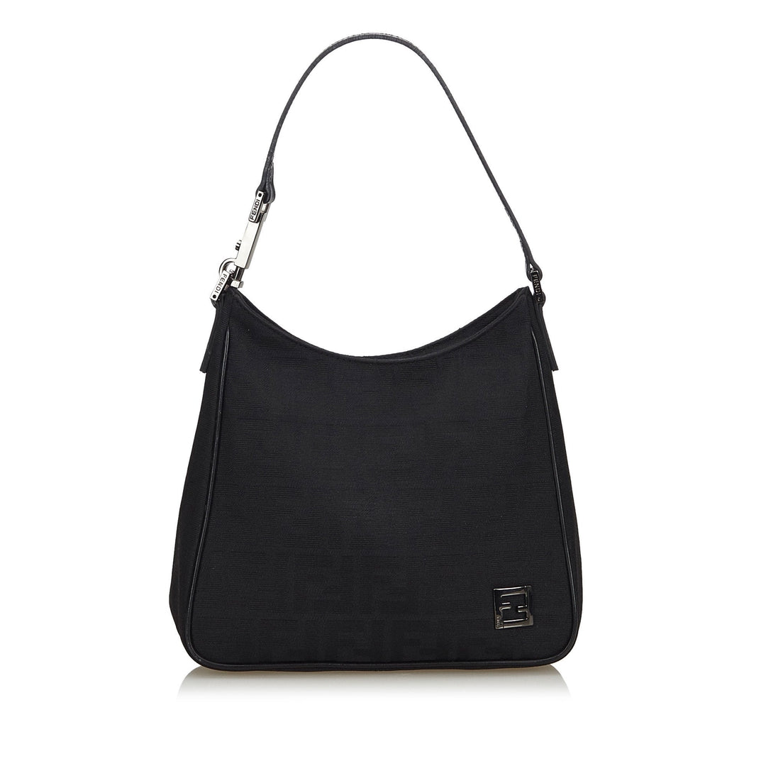 Pre-Loved Fendi Black Canvas Fabric Zucca Shoulder Bag Italy