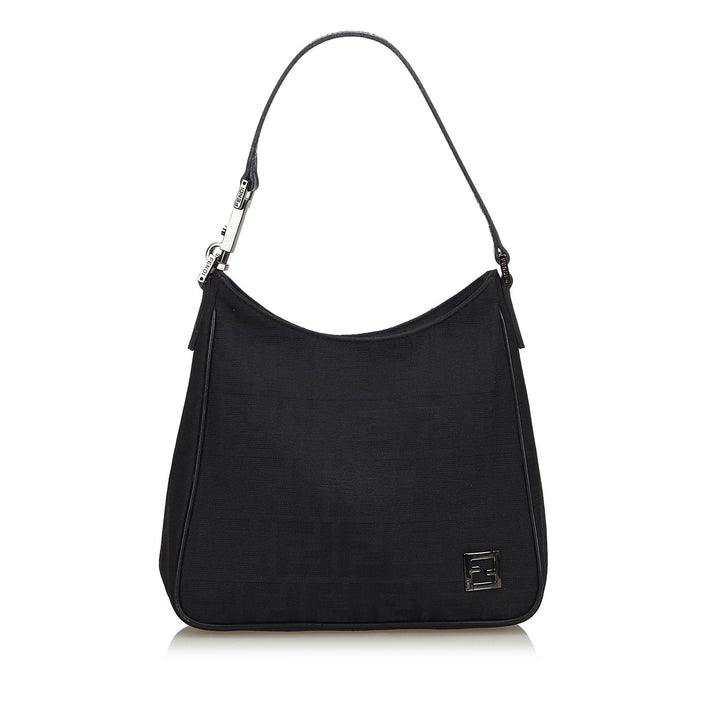 Pre-Loved Fendi Black Canvas Fabric Zucca Shoulder Bag Italy