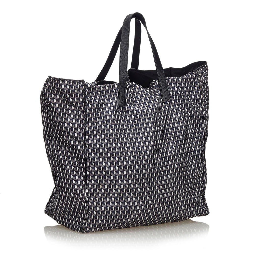 Pre-Loved Prada Gray Nylon Fabric Stampato Tote Bag Italy