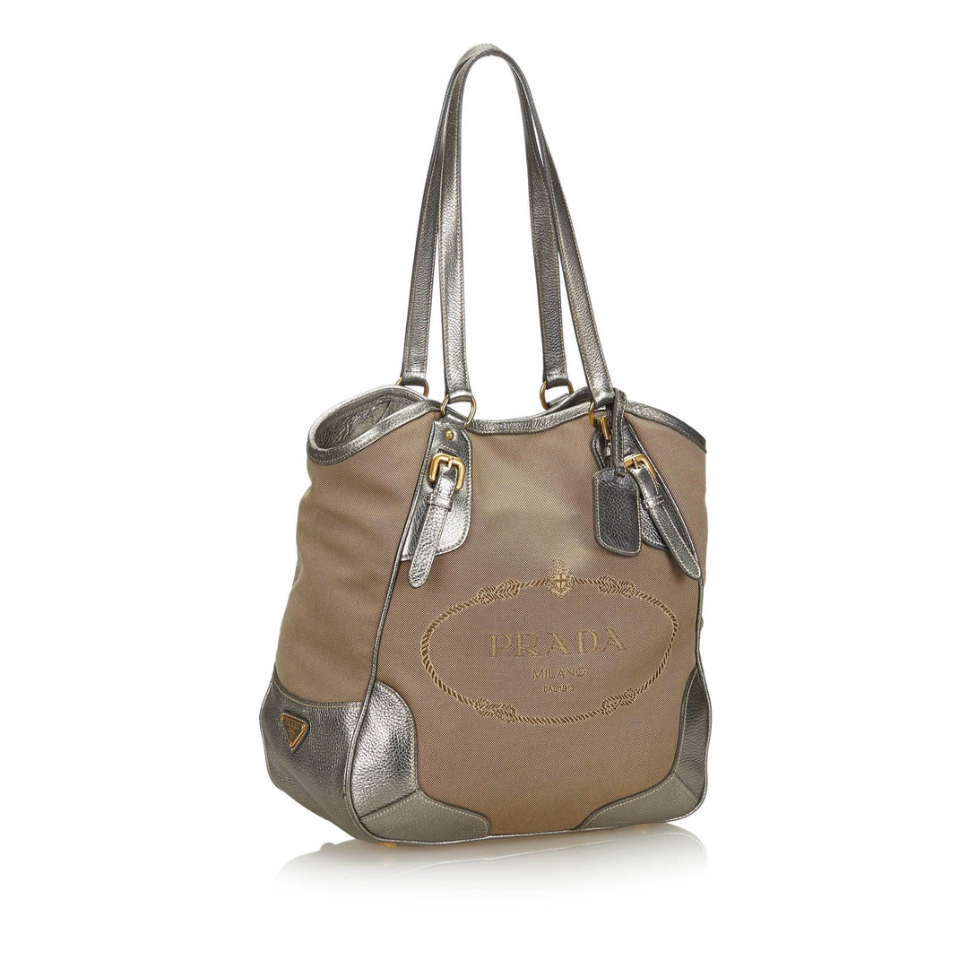 Pre-Loved Prada Brown Beige Canvas Fabric Canapa Tote Bag Italy