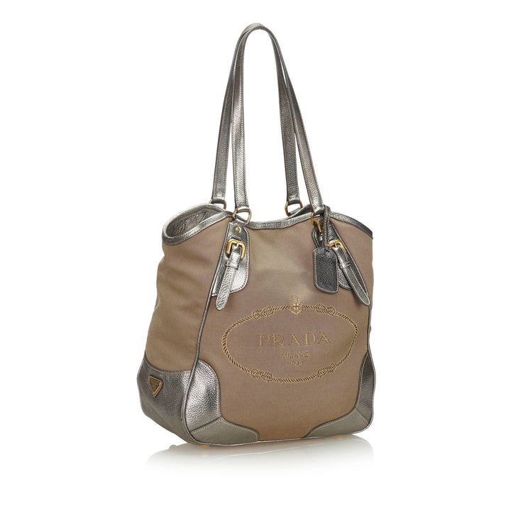 Pre-Loved Prada Brown Beige Canvas Fabric Canapa Tote Bag Italy