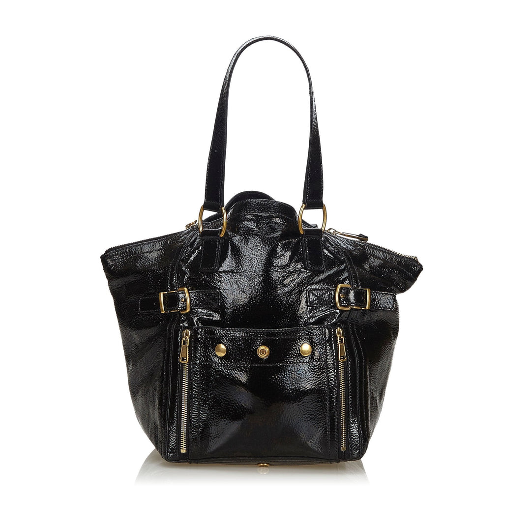 Pre-Loved YSL Black Patent Leather Downtown Tote Bag France