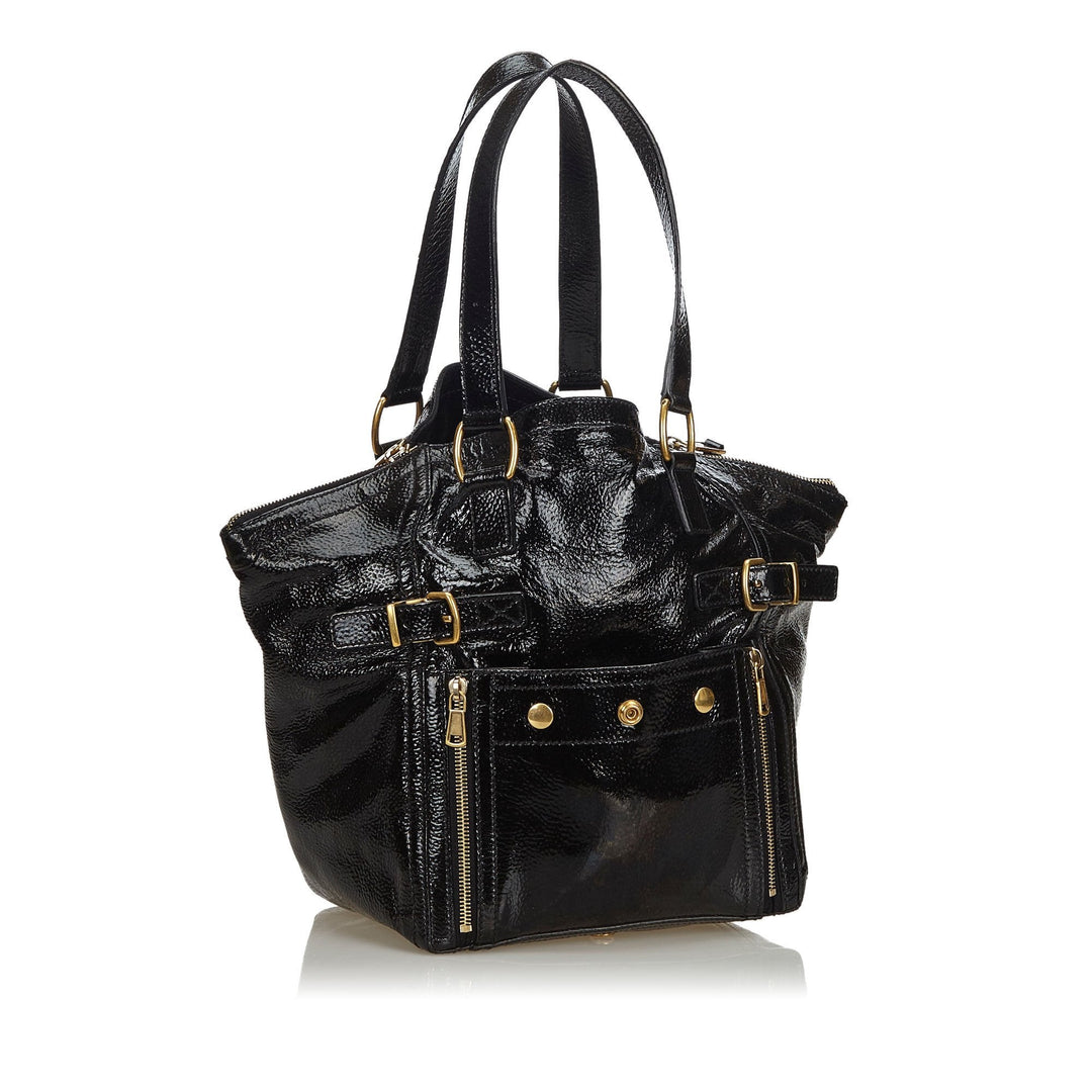 Pre-Loved YSL Black Patent Leather Downtown Tote Bag France