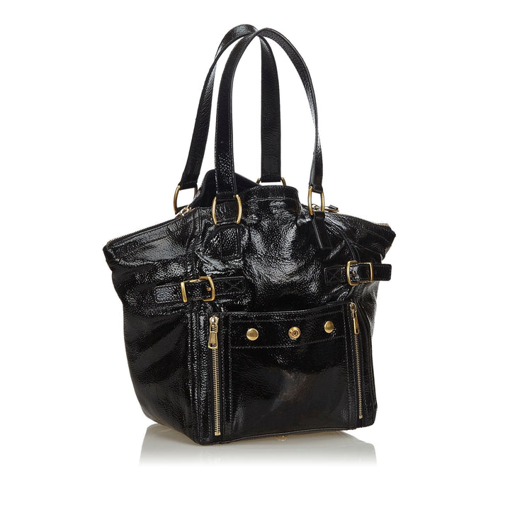 Pre-Loved YSL Black Patent Leather Downtown Tote Bag France