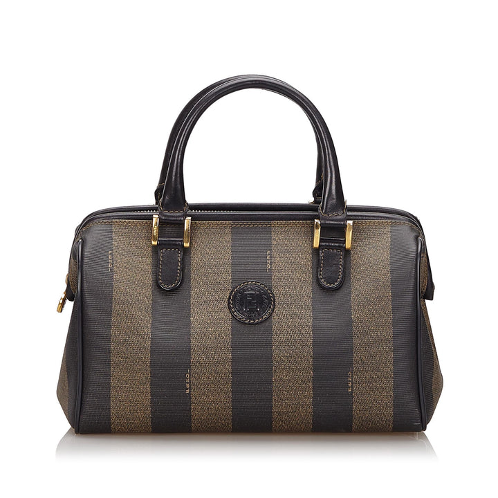 Pre-Loved Fendi Brown PVC Plastic Pequin Mini Boston Bag Italy