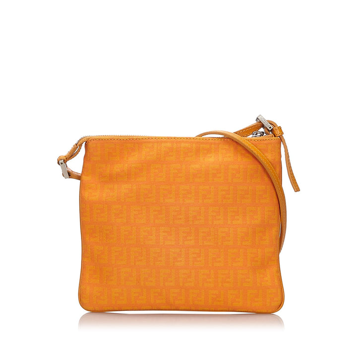 Pre-Loved Fendi Orange Canvas Fabric Zucchino Crossbody Bag Italy