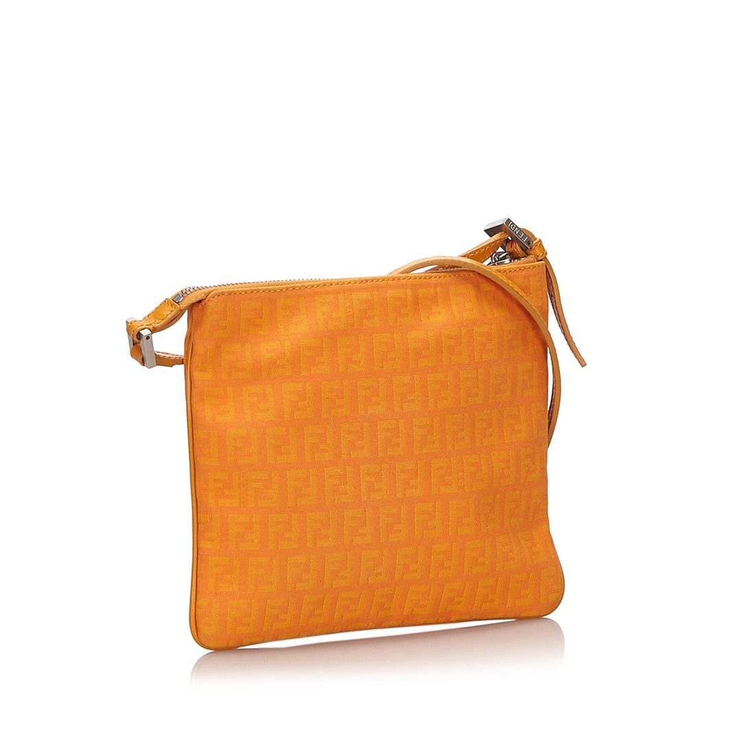 Pre-Loved Fendi Orange Canvas Fabric Zucchino Crossbody Bag Italy