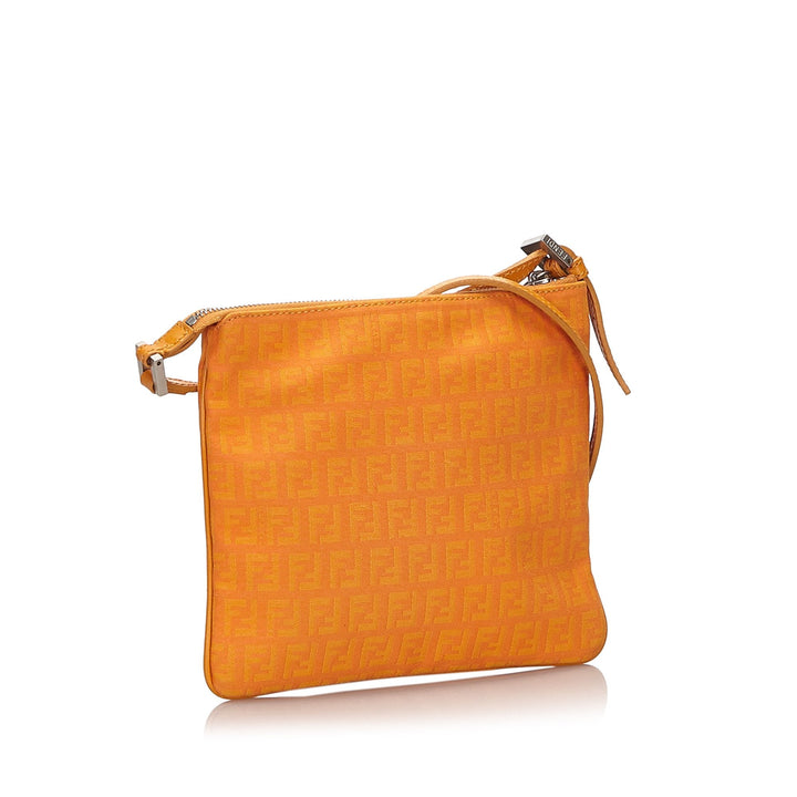 Pre-Loved Fendi Orange Canvas Fabric Zucchino Crossbody Bag Italy