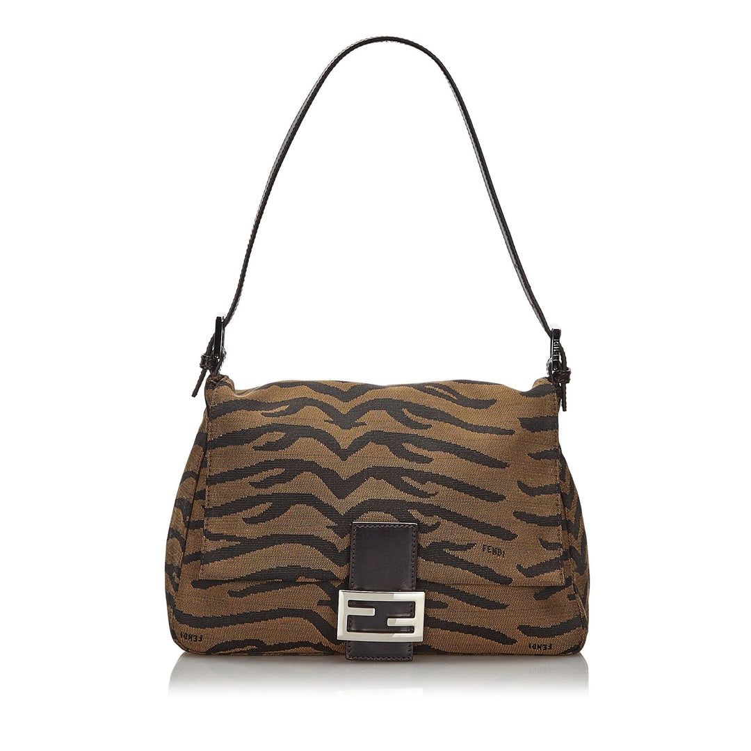 Pre-Loved Fendi Brown Canvas Fabric Printed Mamma Forever Shoulder Bag Italy