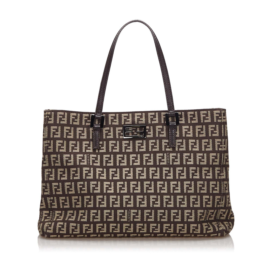 Pre-Loved Fendi Brown Dark Canvas Fabric Zucchino Tote Bag Italy