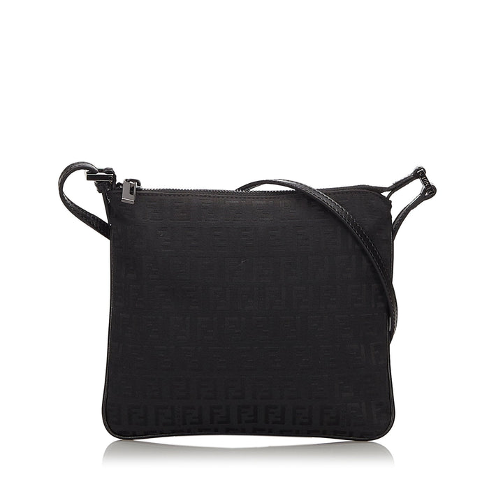 Pre-Loved Fendi Black Canvas Fabric Zucchino Crossbody Bag Italy