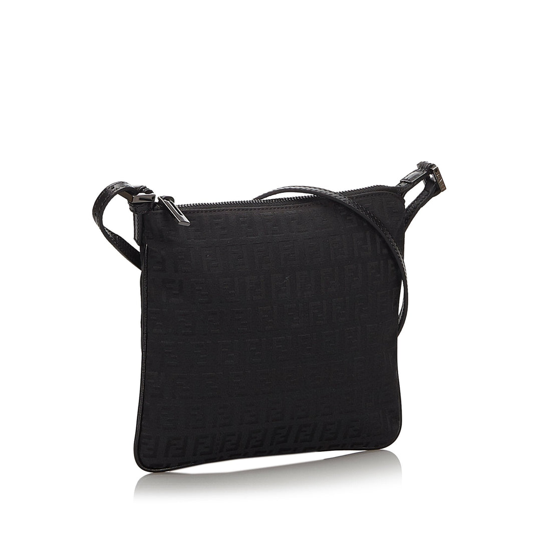 Pre-Loved Fendi Black Canvas Fabric Zucchino Crossbody Bag Italy