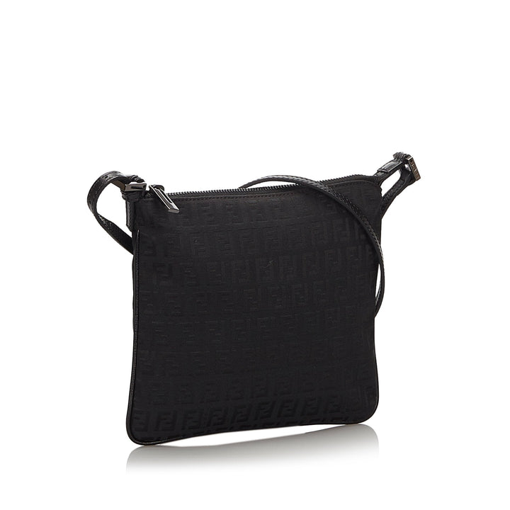 Pre-Loved Fendi Black Canvas Fabric Zucchino Crossbody Bag Italy