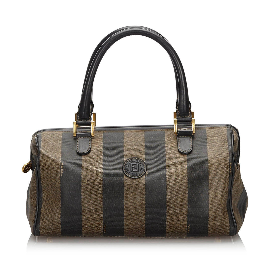 Pre-Loved Fendi Brown PVC Plastic Pequin Boston Bag Italy