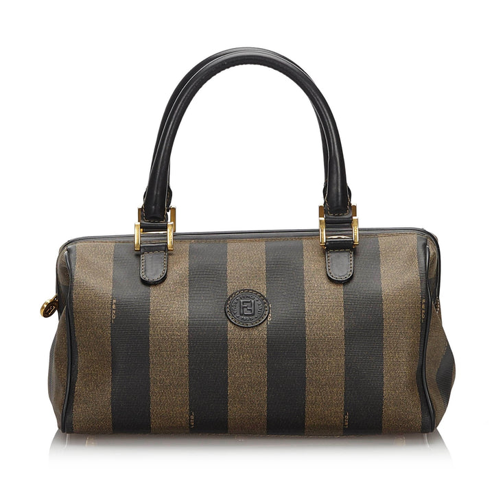 Pre-Loved Fendi Brown PVC Plastic Pequin Boston Bag Italy
