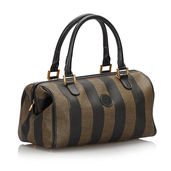 Pre-Loved Fendi Brown PVC Plastic Pequin Boston Bag Italy