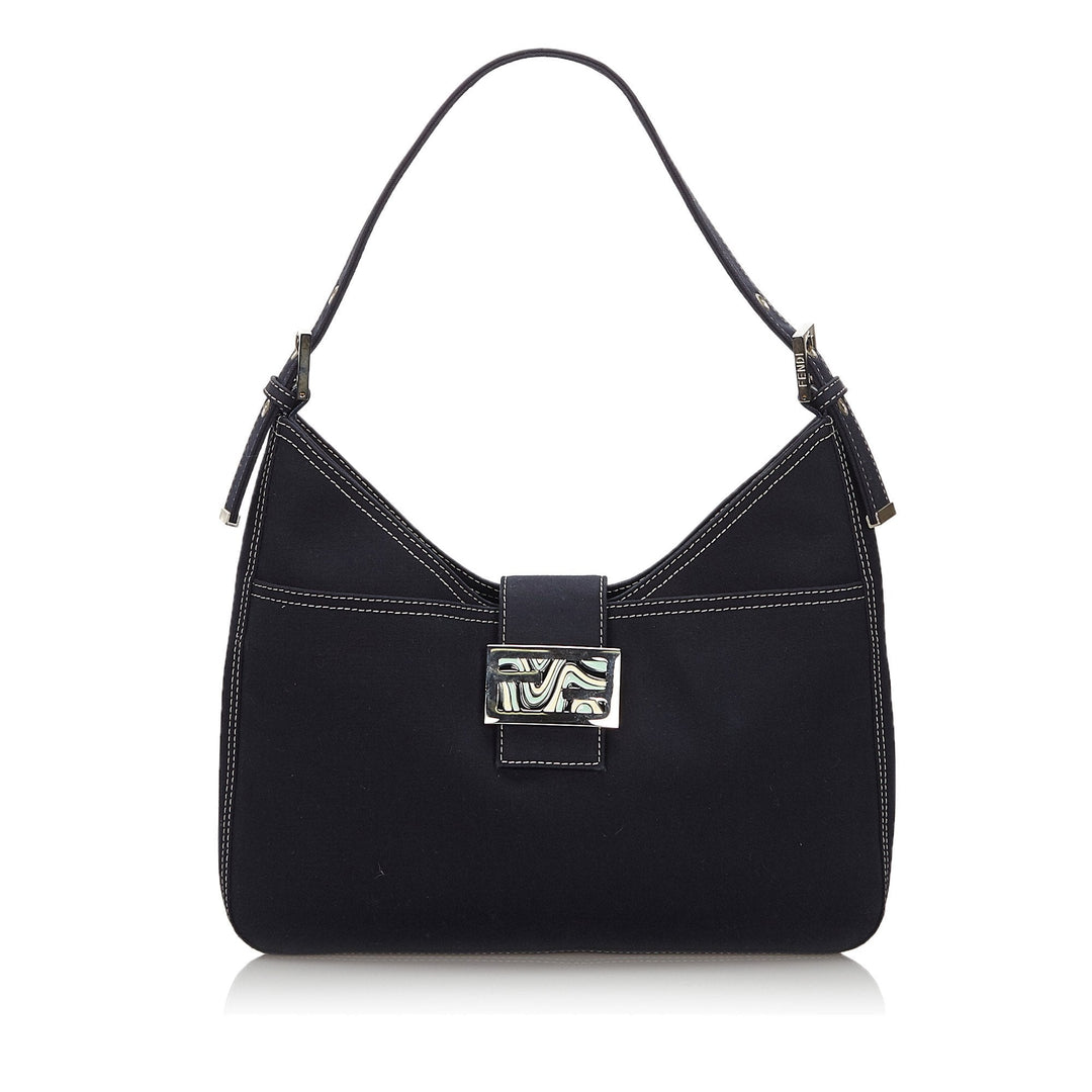 Pre-Loved Fendi Blue Navy Canvas Fabric Shoulder Bag Italy