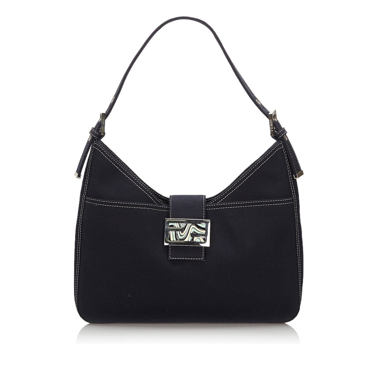 Pre-Loved Fendi Blue Navy Canvas Fabric Shoulder Bag Italy