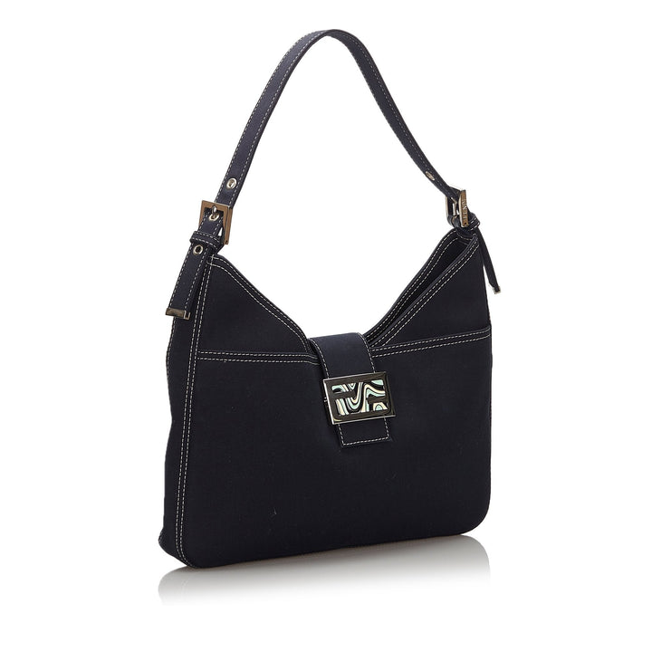 Pre-Loved Fendi Blue Navy Canvas Fabric Shoulder Bag Italy