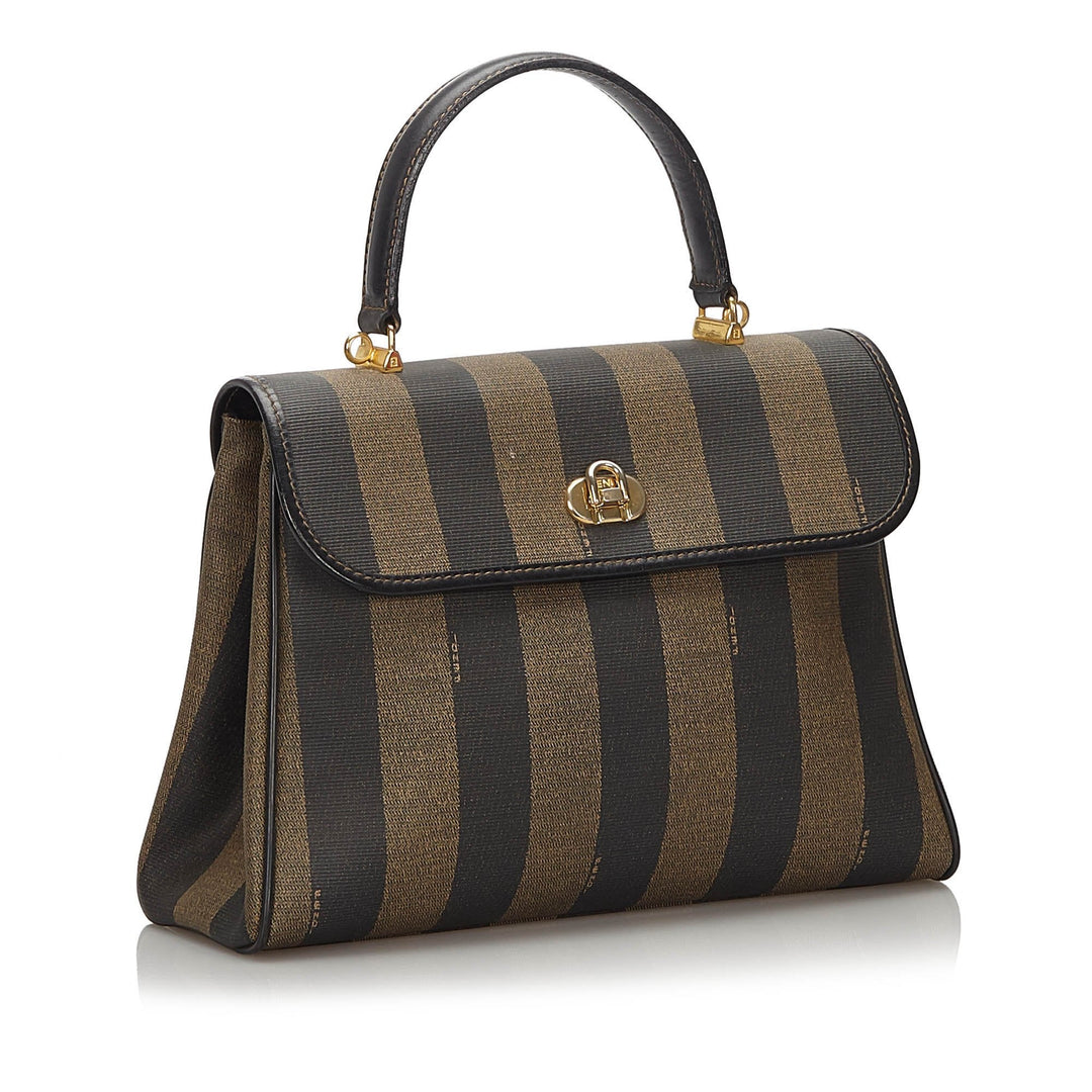Pre-Loved Fendi Brown PVC Plastic Pequin Satchel Italy