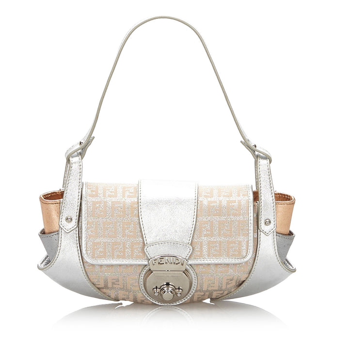 Pre-Loved Fendi Silver Canvas Fabric Zucchino Compilation Baguette Italy