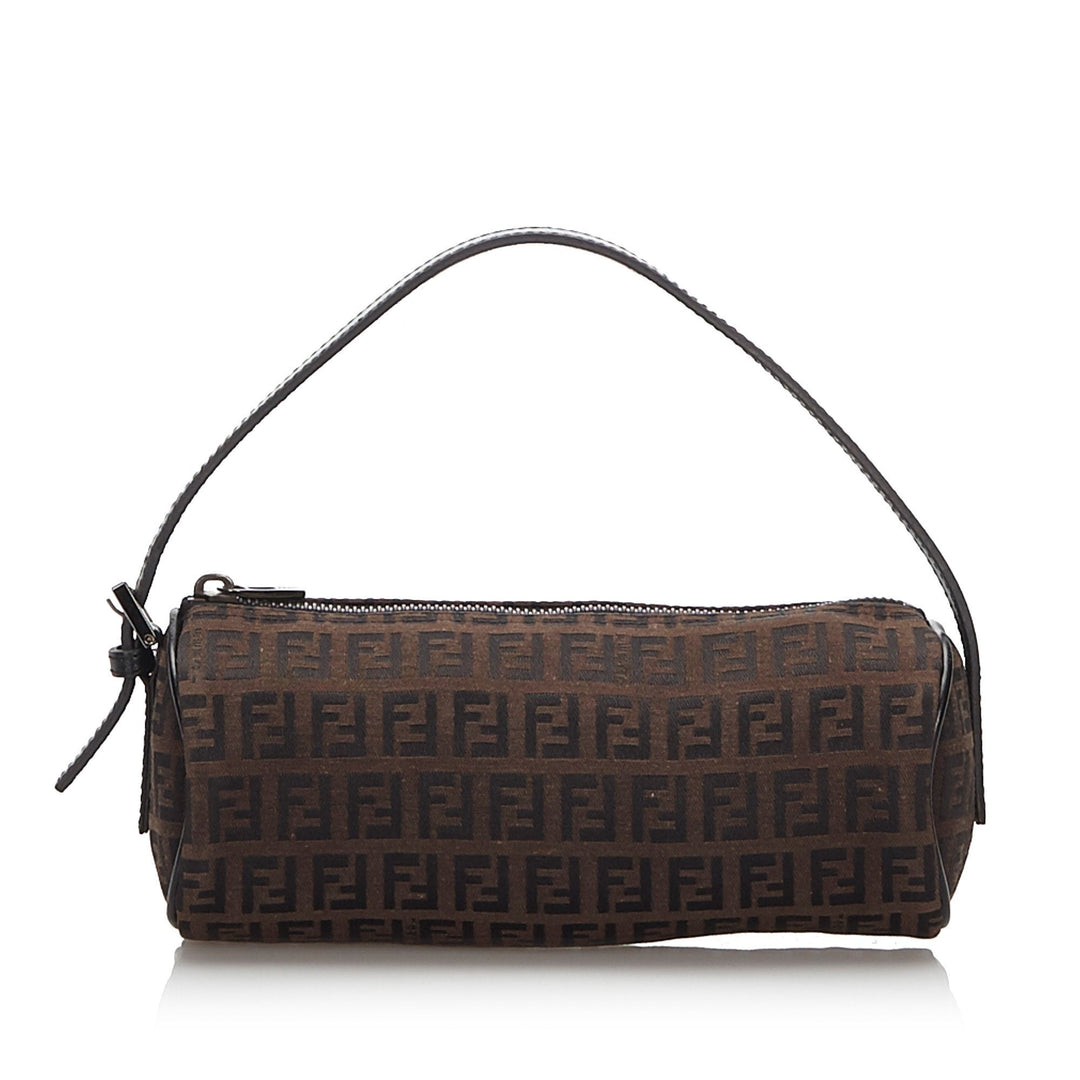 Pre-Loved Fendi Brown Dark Canvas Fabric Zucchino Baguette Italy